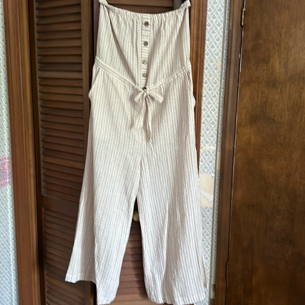 Strapless jumpsuit ..lightweight cotton/ linen